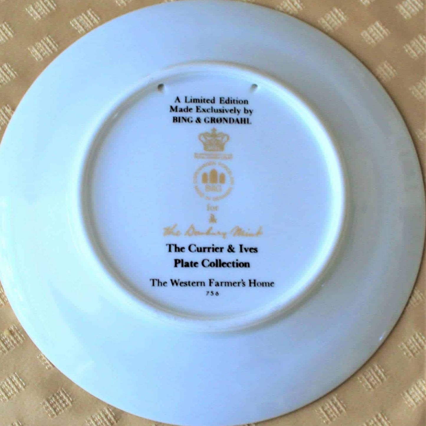Decorative Plate, Bing & Grondahl, Currier & Ives, The Western Farmer's Home, Vintage