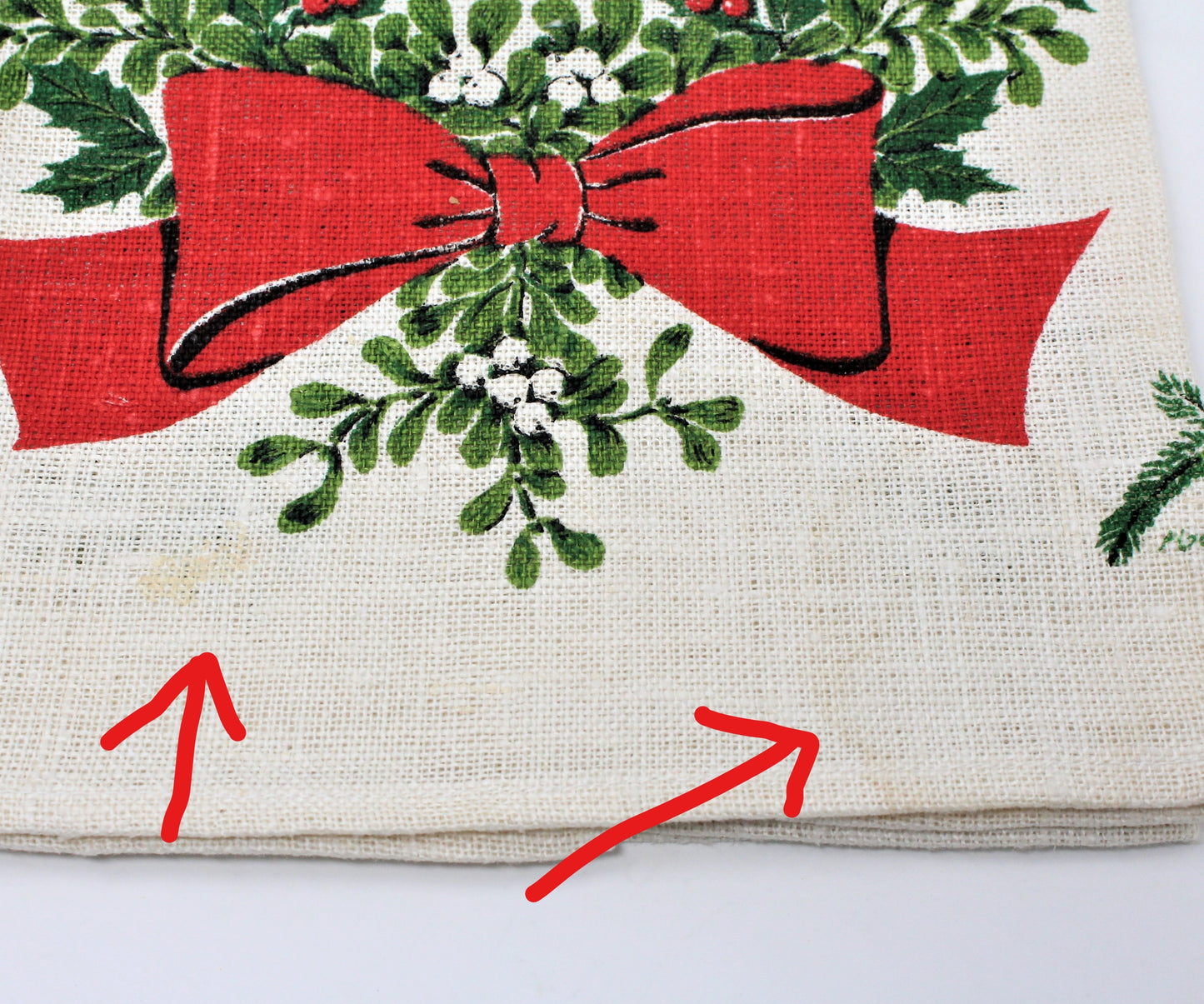 Tea Towel, Kay Dee, Christmas Wreath, Vintage Linen Towel