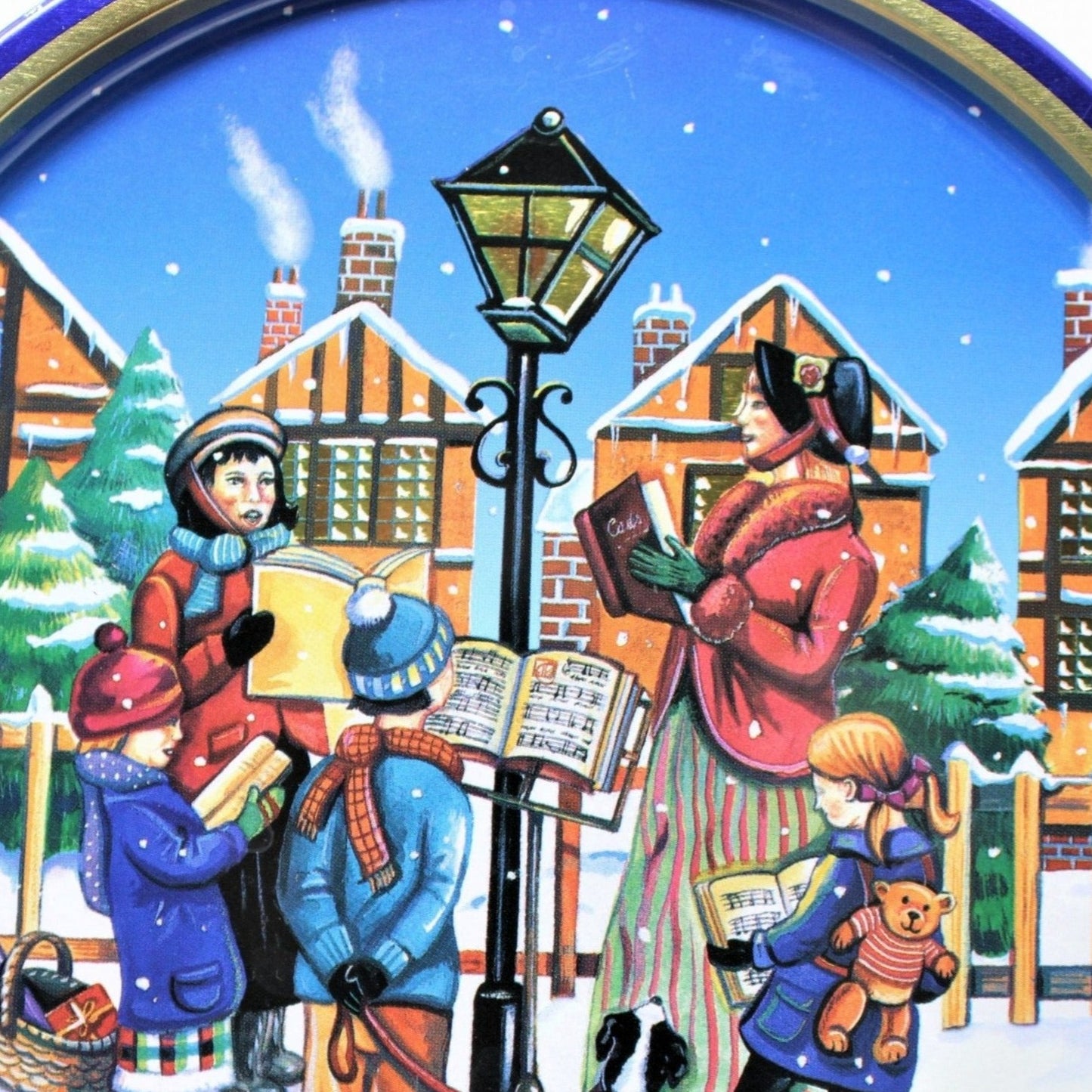 Tins, Gift Tin / Cookie Tin, Christmas Carolers, Cobalt Blue, Royal Dansk