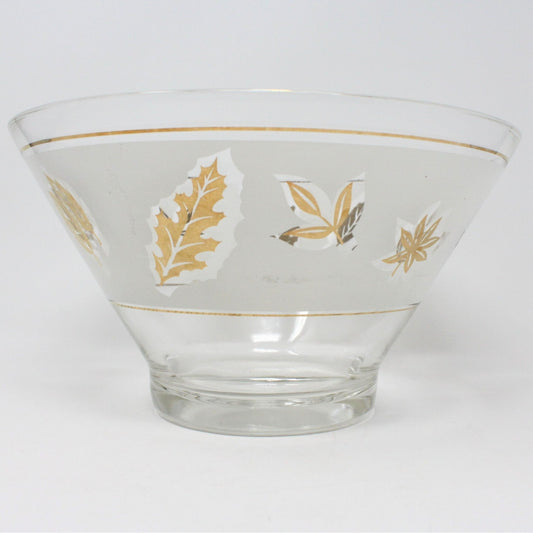 Bowl, Starlyte, Golden Foliage, Frosted Glass, Vintage