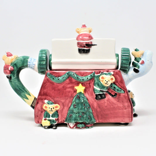 Teapot, Cardinal Inc, Christmas Typewriter, Letter to Santa, Ceramic, Vintage, SOLD