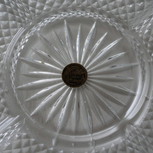 Divided Serving Tray, Cristal D'Arques-Durand, Longchamp, Cut Diamond, 5-Section, 12.5", France, Vintage 1974