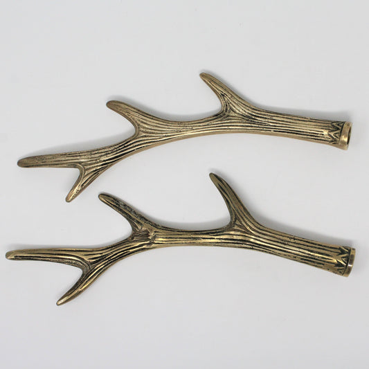 Hooks, Brass Faux Deer Antlers Hangers, Set of 2, Vintage, RARE
