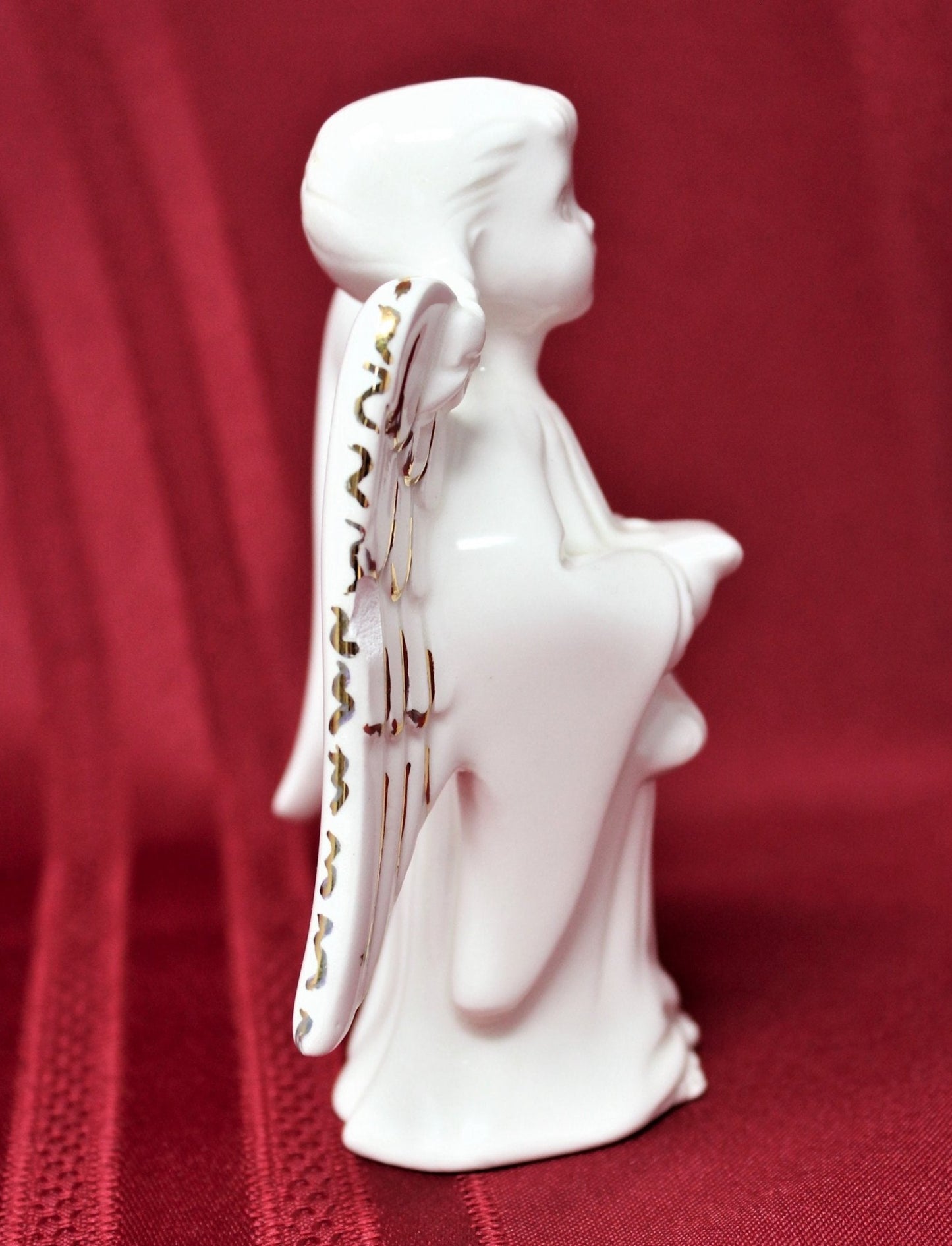 Figurine, Holland Mold, Choir Angel, White and Gold Porcelain, Vintage