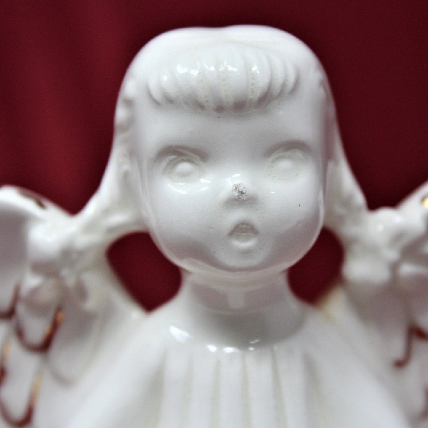 Figurine, Holland Mold, Choir Angel, White and Gold Porcelain, Vintage