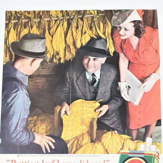 Advertisement, Lucky Strike, 1940, Prettiest Leaf..., Original Magazine Ad, Vintage
