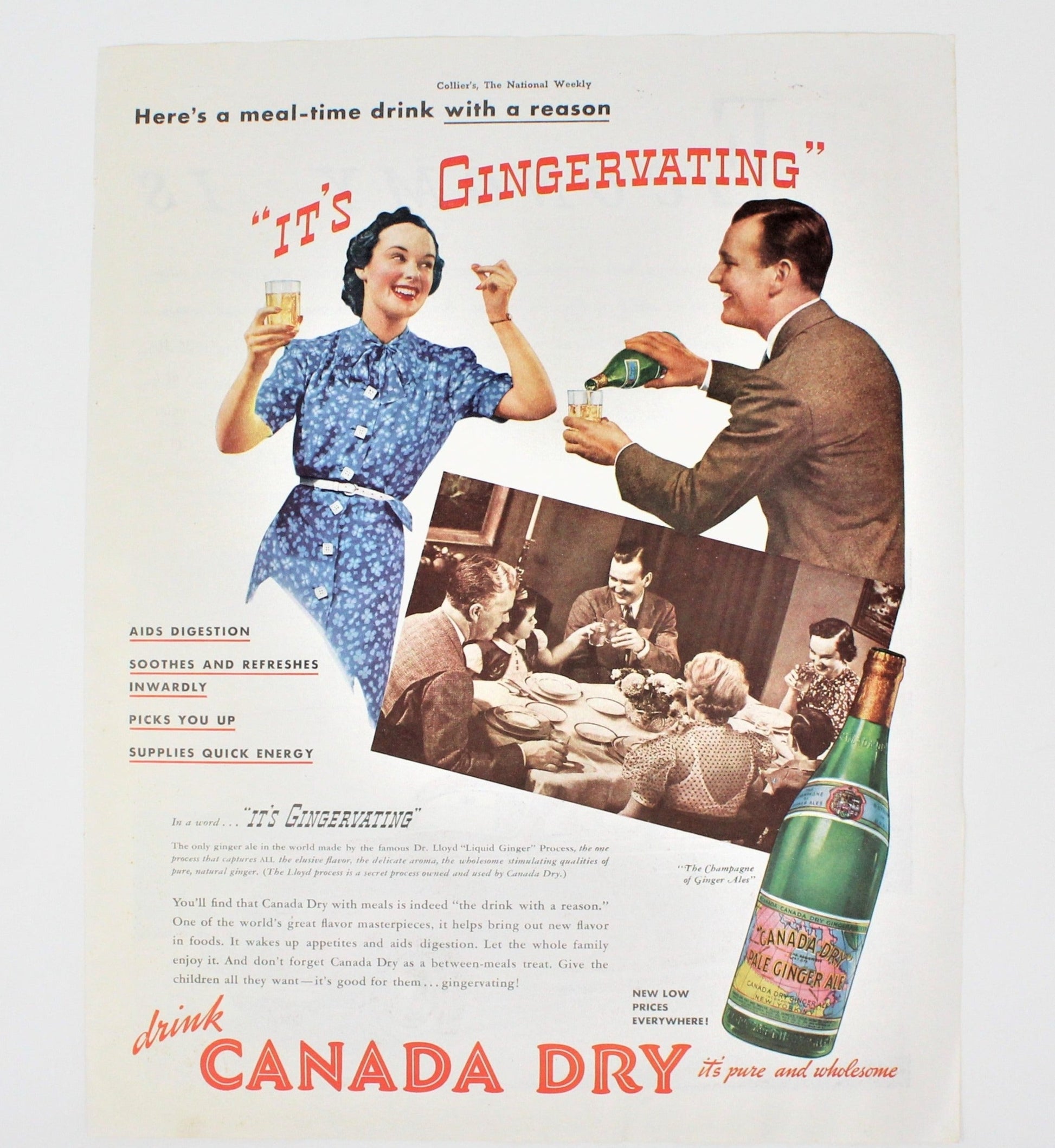 Vintage Canada Dry Ginger Ale Advertisement 1938. Gingervating