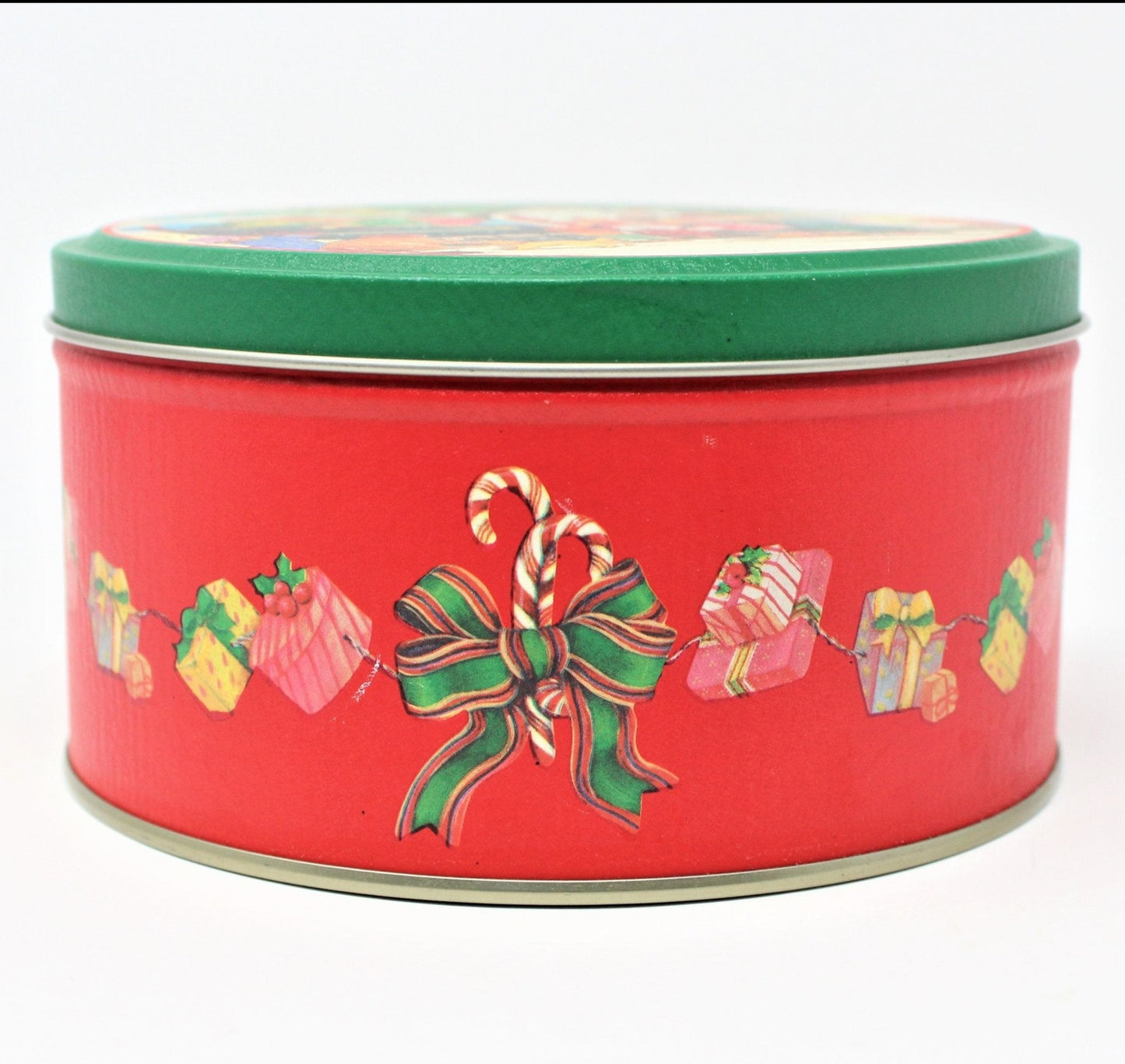 Tins, Gift Tin / Candy Tin, Wang's International, Santa with Elves & Children, Vintage