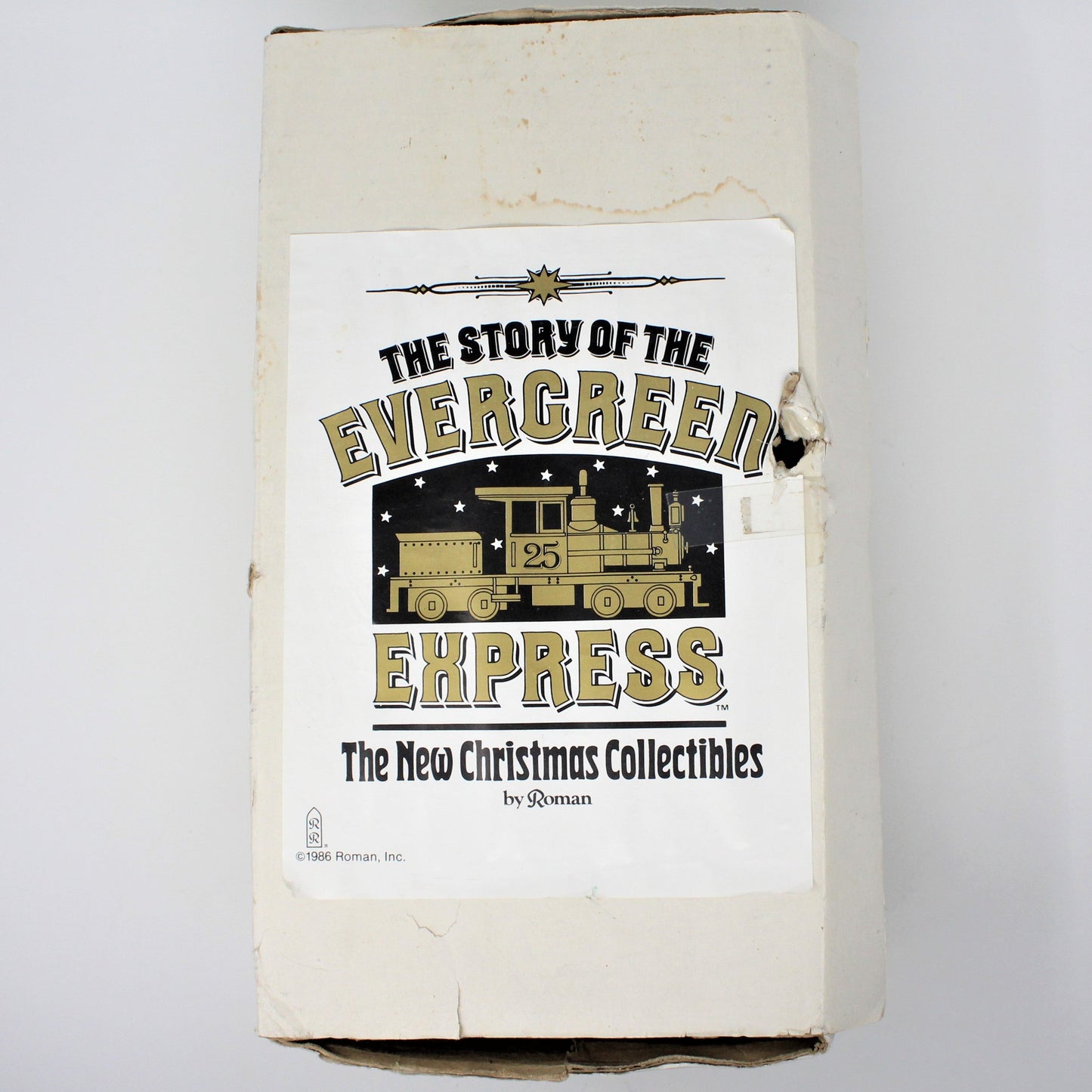 Train, Roman Inc, Christmas Train Locomotive, Musical with Smoke, Wooden, Vintage 12"