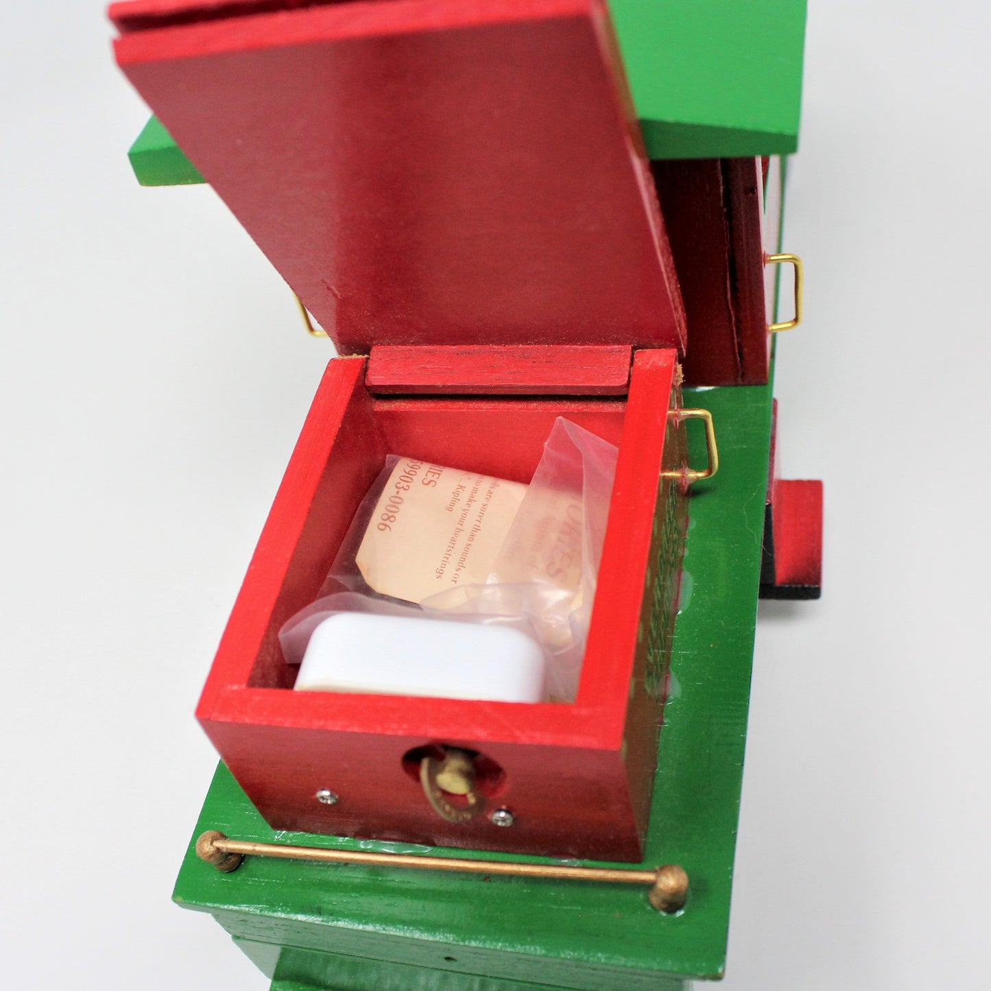 Train, Roman Inc, Christmas Train Locomotive, Musical with Smoke, Wooden, Vintage 12"