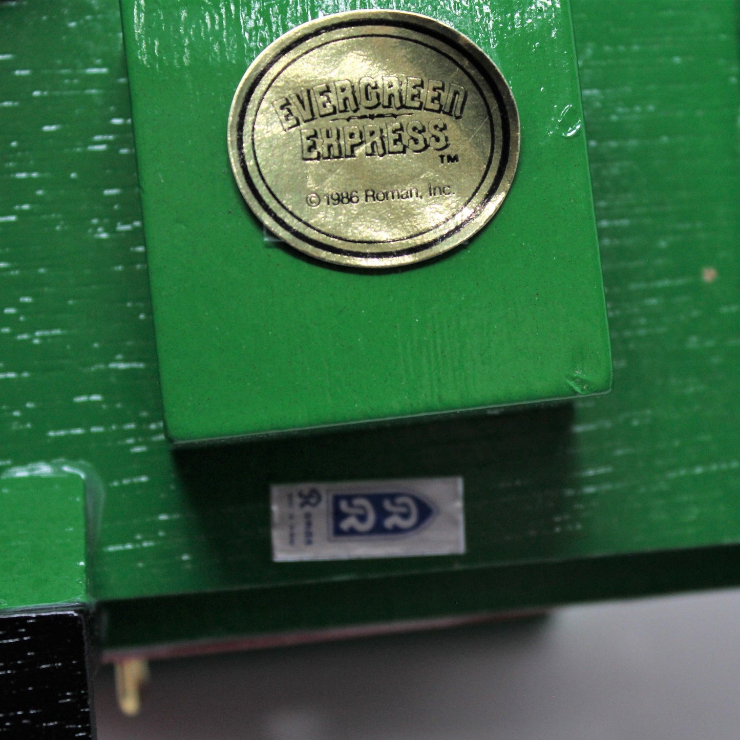 Train, Roman Inc, Christmas Train Locomotive, Musical with Smoke, Wooden, Vintage 12"