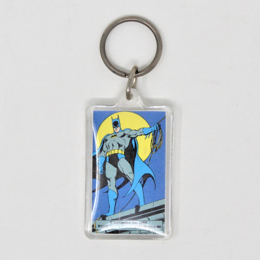 Keychain, DC Comics, Batman Holding Rope, Acrylic Key Chain 1982, Vintage, NOS RARE
