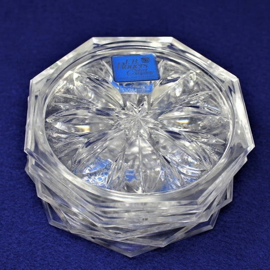 Coasters, F.B. Rogers, Crystal Wine Glass Size, Floral, Set of 6, Vintage