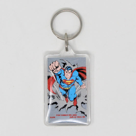 Keychain, DC Comics, Superman, Acrylic Key Chain 1982, Vintage, NOS RARE