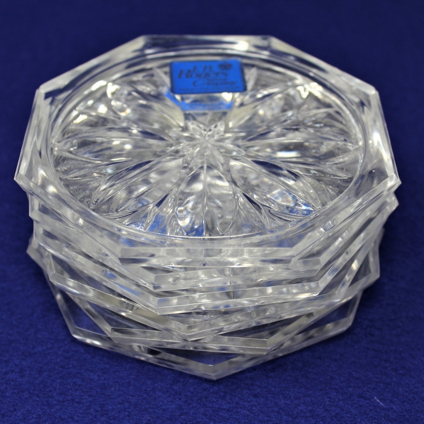 Coasters, F.B. Rogers, Crystal Wine Glass Size, Floral, Set of 6, Vintage