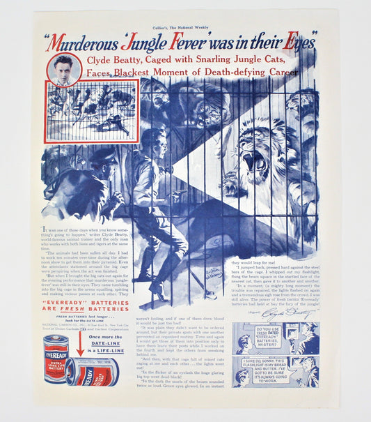 Advertisement, Eveready Batteries, 1938, Original Magazine Ad, Vintage