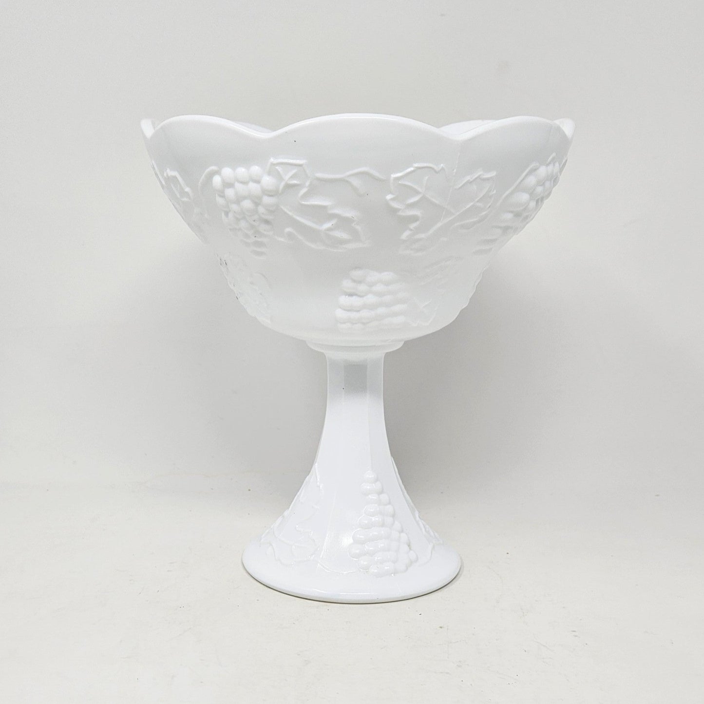 Compote / Wedding Bowl with Lid, Colony Harvest Milk Glass, Embossed Grapes, Vintage