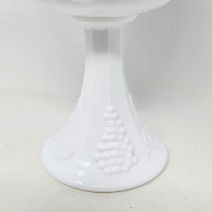 Compote / Wedding Bowl with Lid, Colony Harvest Milk Glass, Embossed Grapes, Vintage