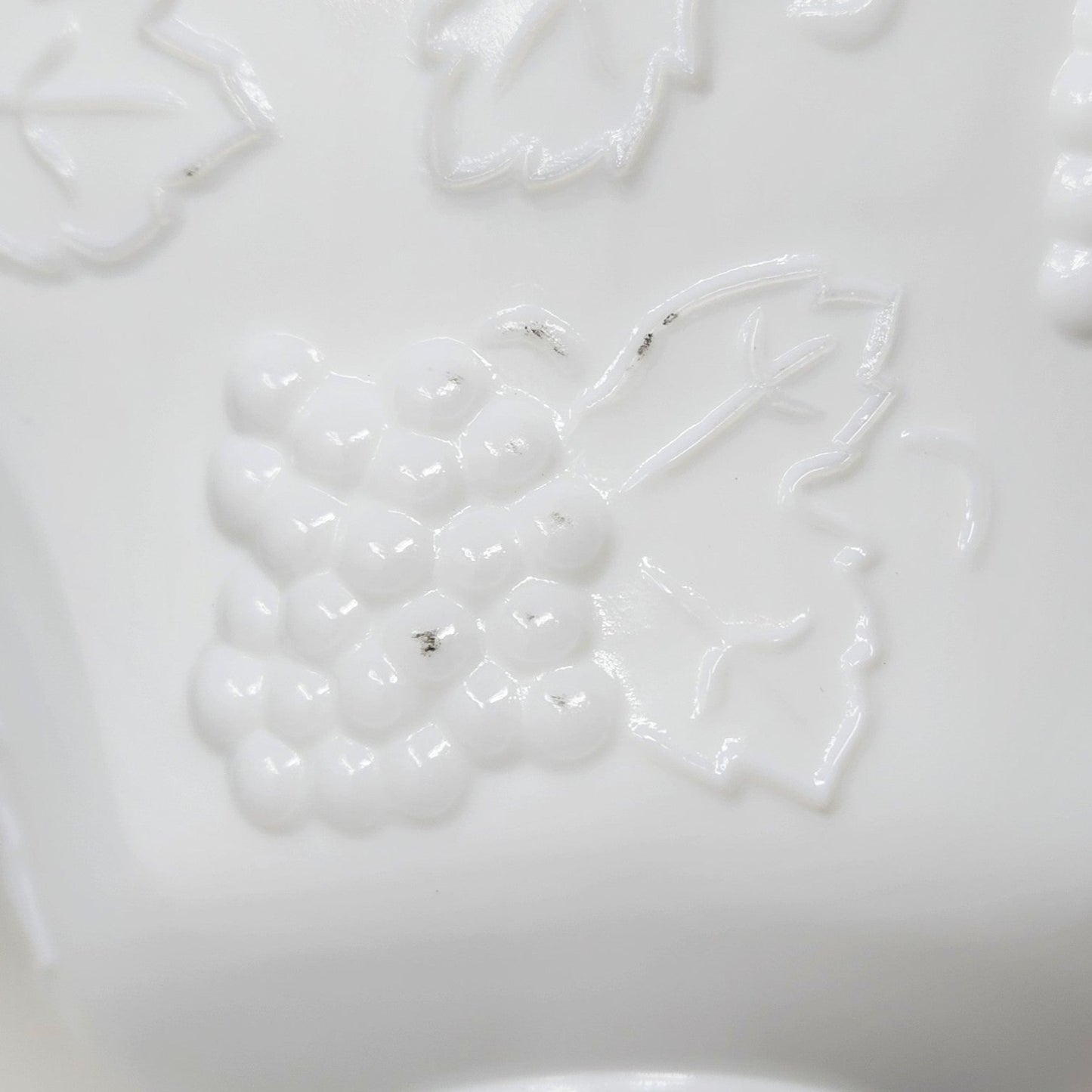 Compote / Wedding Bowl with Lid, Colony Harvest Milk Glass, Embossed Grapes, Vintage