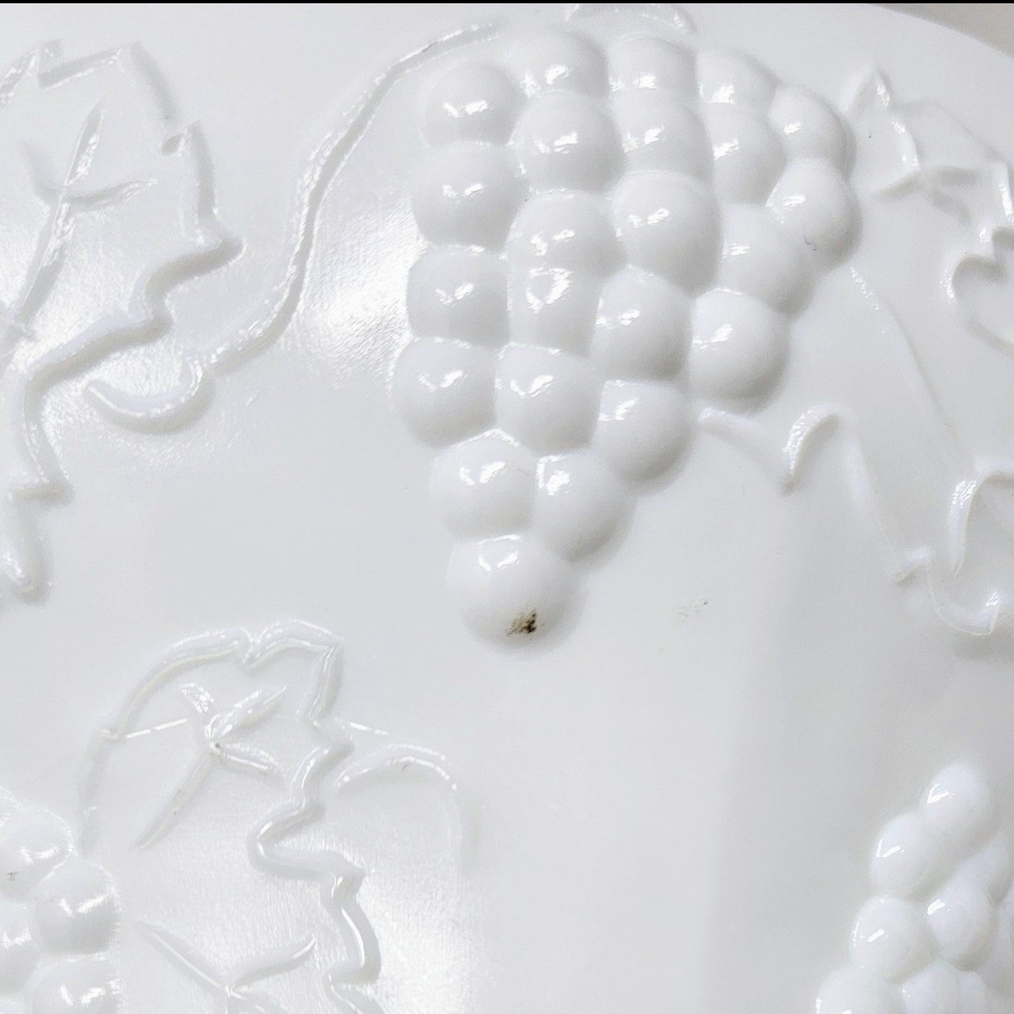 Compote / Wedding Bowl with Lid, Colony Harvest Milk Glass, Embossed Grapes, Vintage