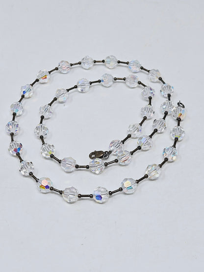 Necklace, Clear Faceted Aurora Borealis Beads, Rivière Style Necklace, Vintage