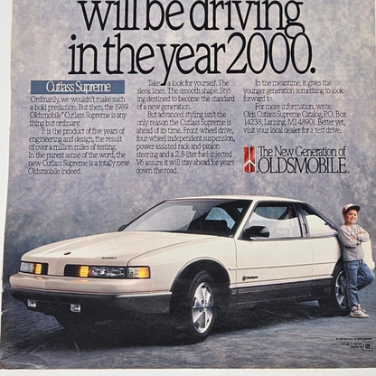 Advertisement, Oldsmobile Cutlass Supreme, GM Original 1988 Magazine Ad, Vintage