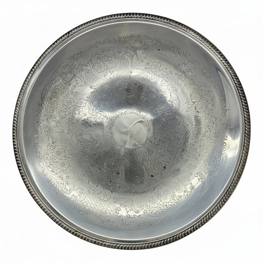 Tray, Silverplate Etched Aspic Serving Platter, English Silver Mfg Corp, 18.5", Vintage 1950s