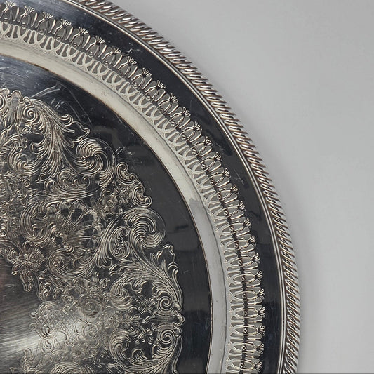 Tray, Wm Rogers ISC, Spring Flower Pattern 172, Reticulated Silverplate, 15", Vintage