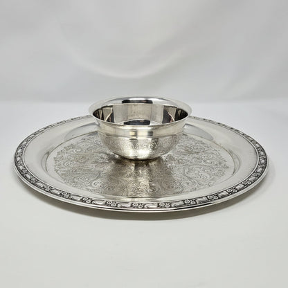 Chip & Dip Set, Oneida Silverplate, Park Lane Floral Design, Vintage 1970s