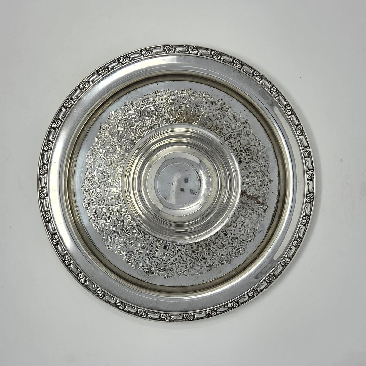 Chip & Dip Set, Oneida Silverplate, Park Lane Floral Design, Vintage 1970s