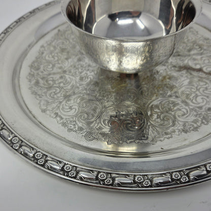 Chip & Dip Set, Oneida Silverplate, Park Lane Floral Design, Vintage 1970s