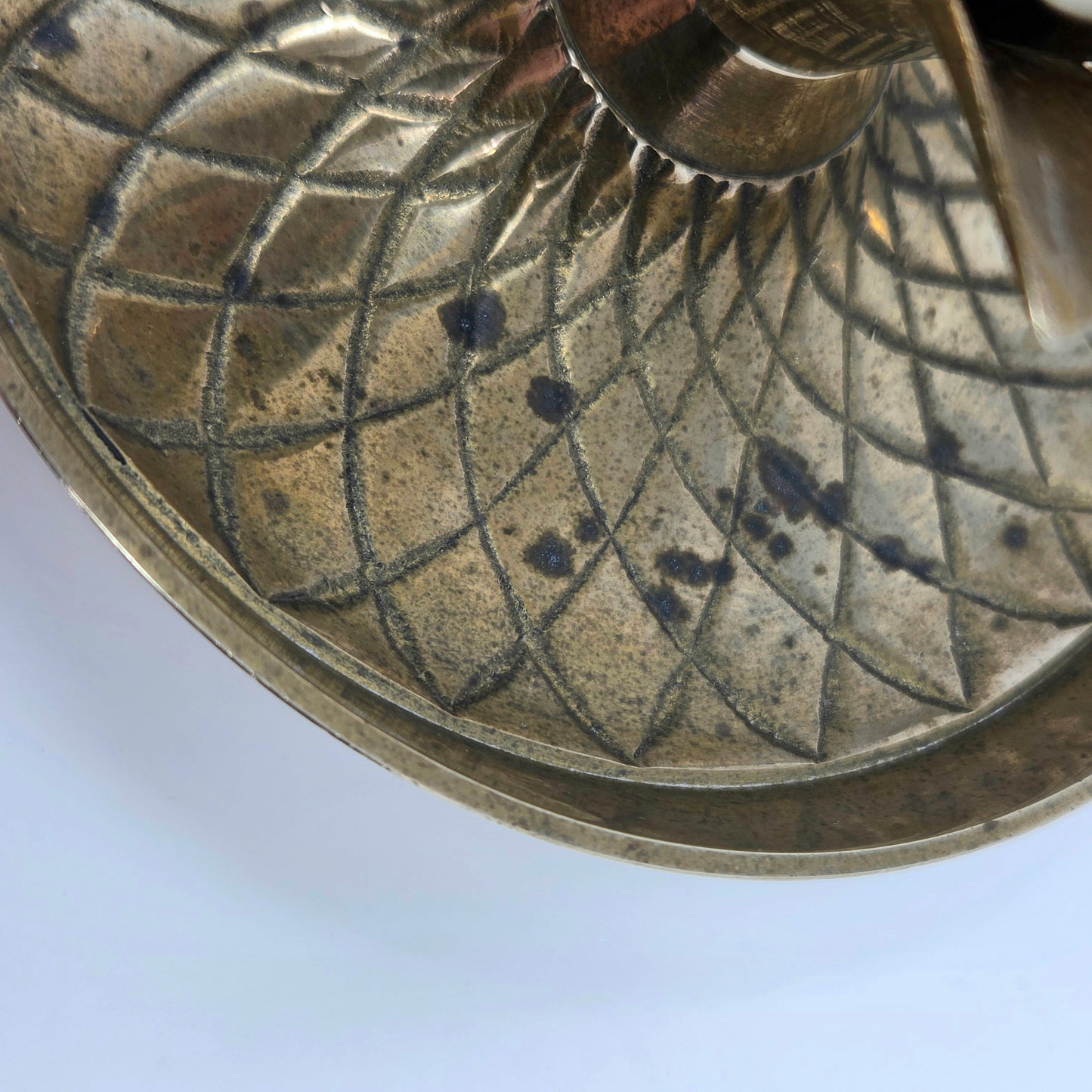Candle Holder, Chamberstick, Pineapple Solid Brass, Hand Made, India, Vintage 1970s