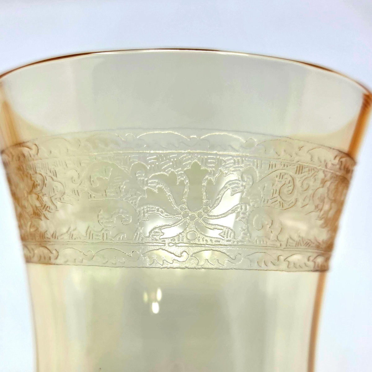 Water Goblets: Fostoria Royal Amber Set of 8, Blown Glass, Antique 1925