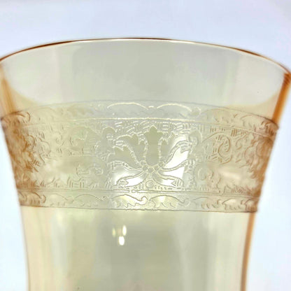 Water Goblets: Fostoria Royal Amber Set of 8, Blown Glass, Antique 1925