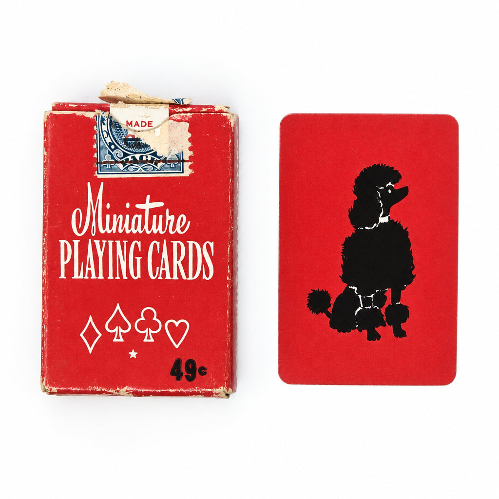 Playing Cards: Miniature Black Poodle on Red Back, Western Printing & Lithographing, USA, 1940s