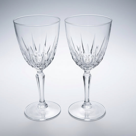 Wine Glasses: Cristal d'Arques-Durand Diamant, Faceted Stem, Set of 2, France, Vintage 1965