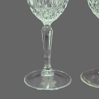 Wine Glasses: Cristal d'Arques-Durand Diamant, Faceted Stem, Set of 2, France, Vintage 1965