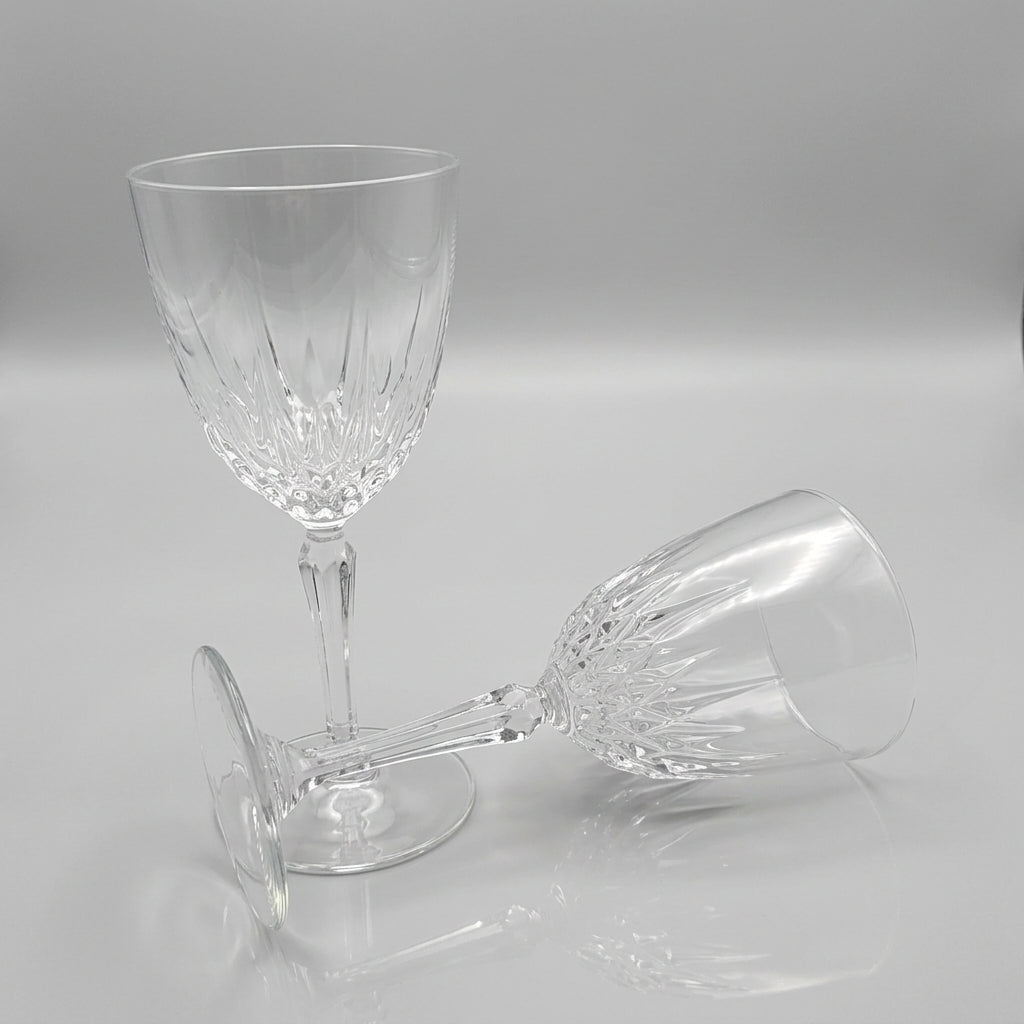 Wine Glasses: Cristal d'Arques-Durand Diamant, Faceted Stem, Set of 2, France, Vintage 1965