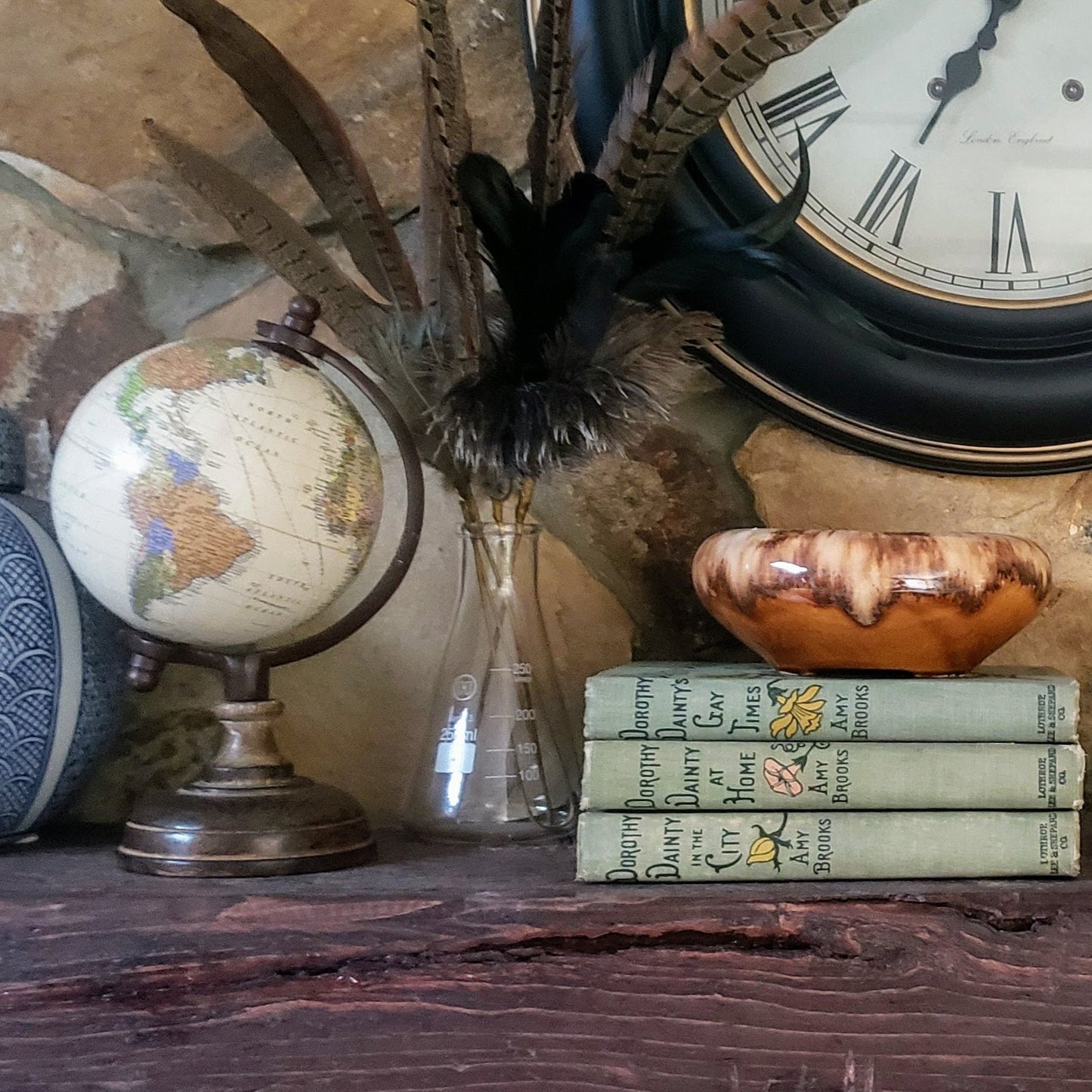 World Globe, Wood Base Desktop Globe, 9.5" Vintage