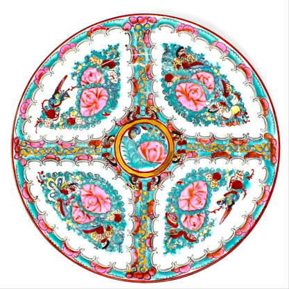 Decorative Plate, Rose Medallion, Famille Rose, Macau Canton Plate, Hand Enameled & Gilded, Mid 20th Century, Vintage