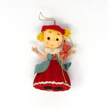 Ornaments, Little Bo Peep Christmas Ornament, Flocked, Kitsch, Vintage RARE