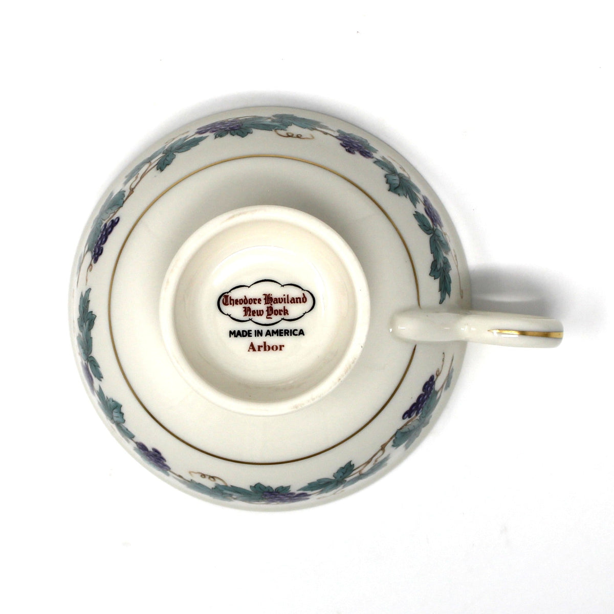 Tea Cups & Saucers: Theodore Haviland, Arbor, Grape Clusters, Vintage 1950, Replacement