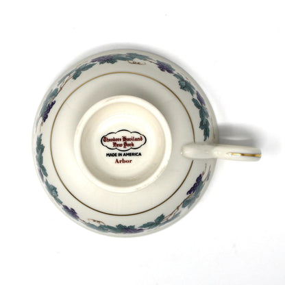 Tea Cups & Saucers: Theodore Haviland, Arbor, Grape Clusters, Vintage 1950, Replacement