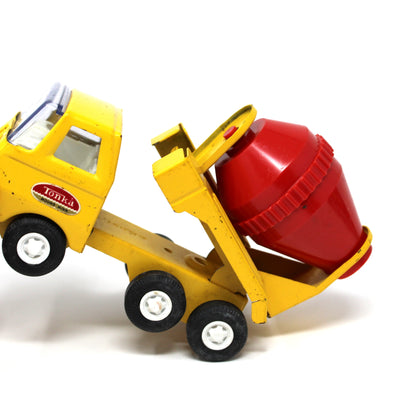 Toy Trucks: Tiny Tonka, Cement Mixer & Dump Truck, Pressed Steel, Yellow / Red, Vintage 1970s