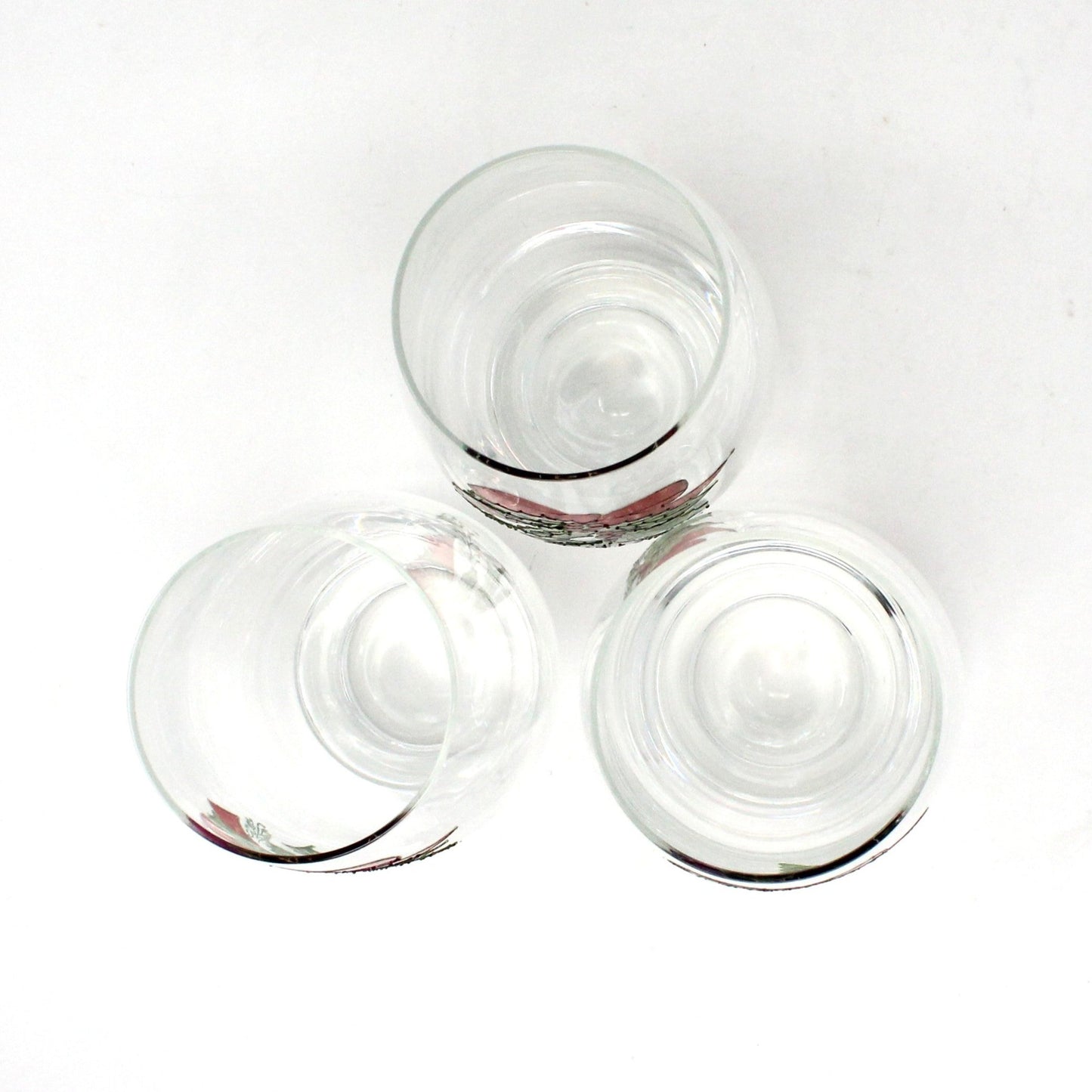 Glasses, Christmas Holly & Ribbon Beverage Glasses, Hand Painted, Signed, Set of 3