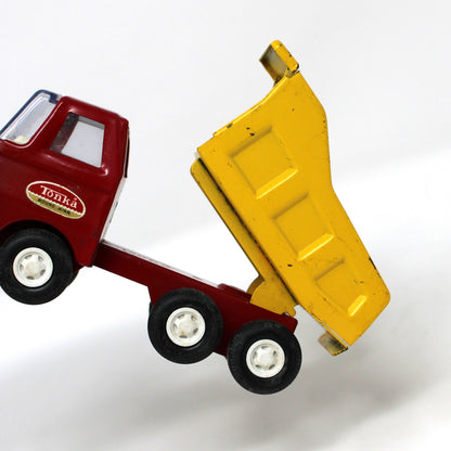 Toy Trucks: Tiny Tonka, Cement Mixer & Dump Truck, Pressed Steel, Yellow / Red, Vintage 1970s