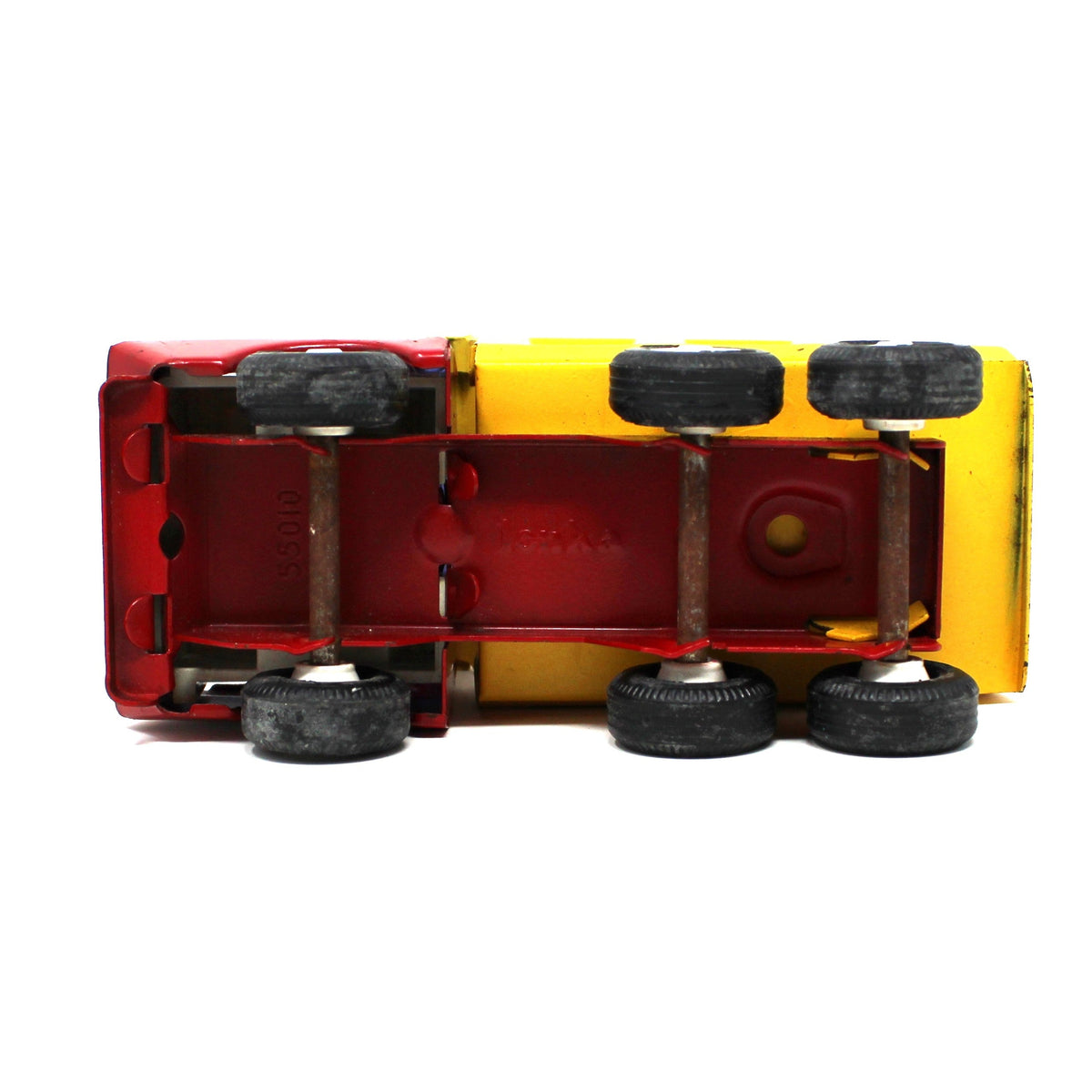 Toy Trucks: Tiny Tonka, Cement Mixer & Dump Truck, Pressed Steel, Yellow / Red, Vintage 1970s