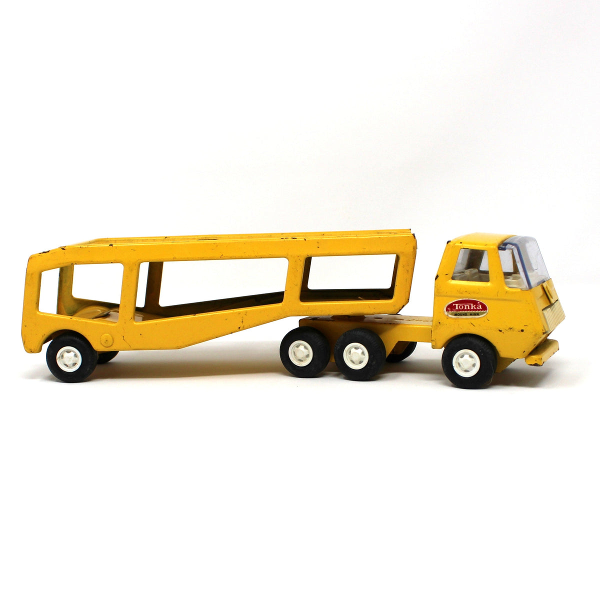 Vintage Tiny Tonka Toy, Car Carrier / Motor Mover, Yellow Pressed Steel, Vintage 1960s