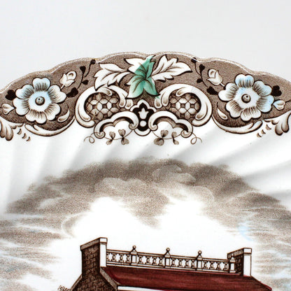 Dinner Plate, Johnson Bros, Heritage Hall Brown Multicolor, Vintage Ironstone, England, 1980's