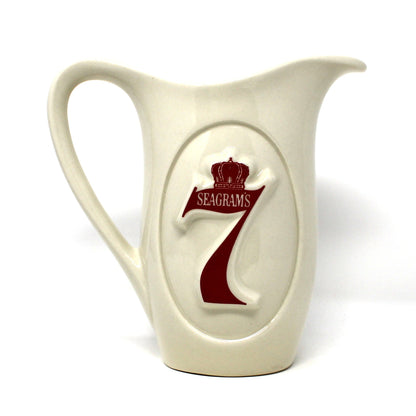 Pitcher: Seagram's 7 Crown, High-Relief 7 Logo Both Sides, McCoy, 24 oz, Vintage 1960s
